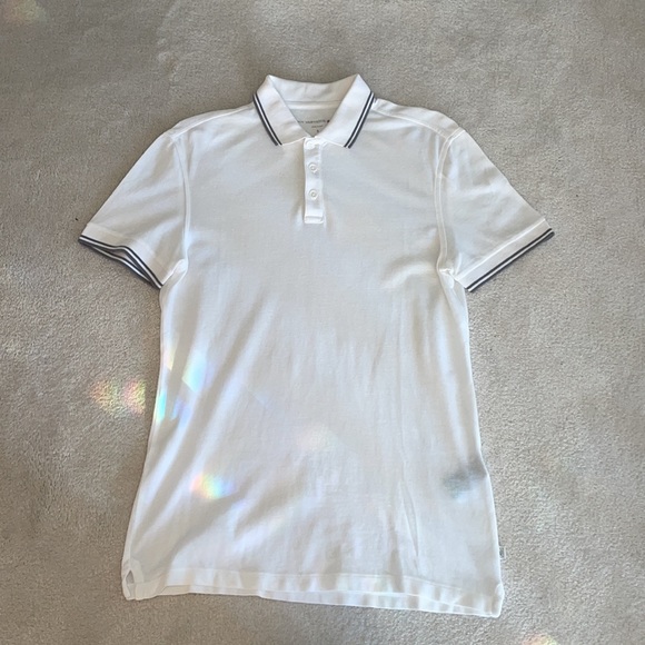 John Varvatos White polo with Grey trim details - Picture 2 of 11